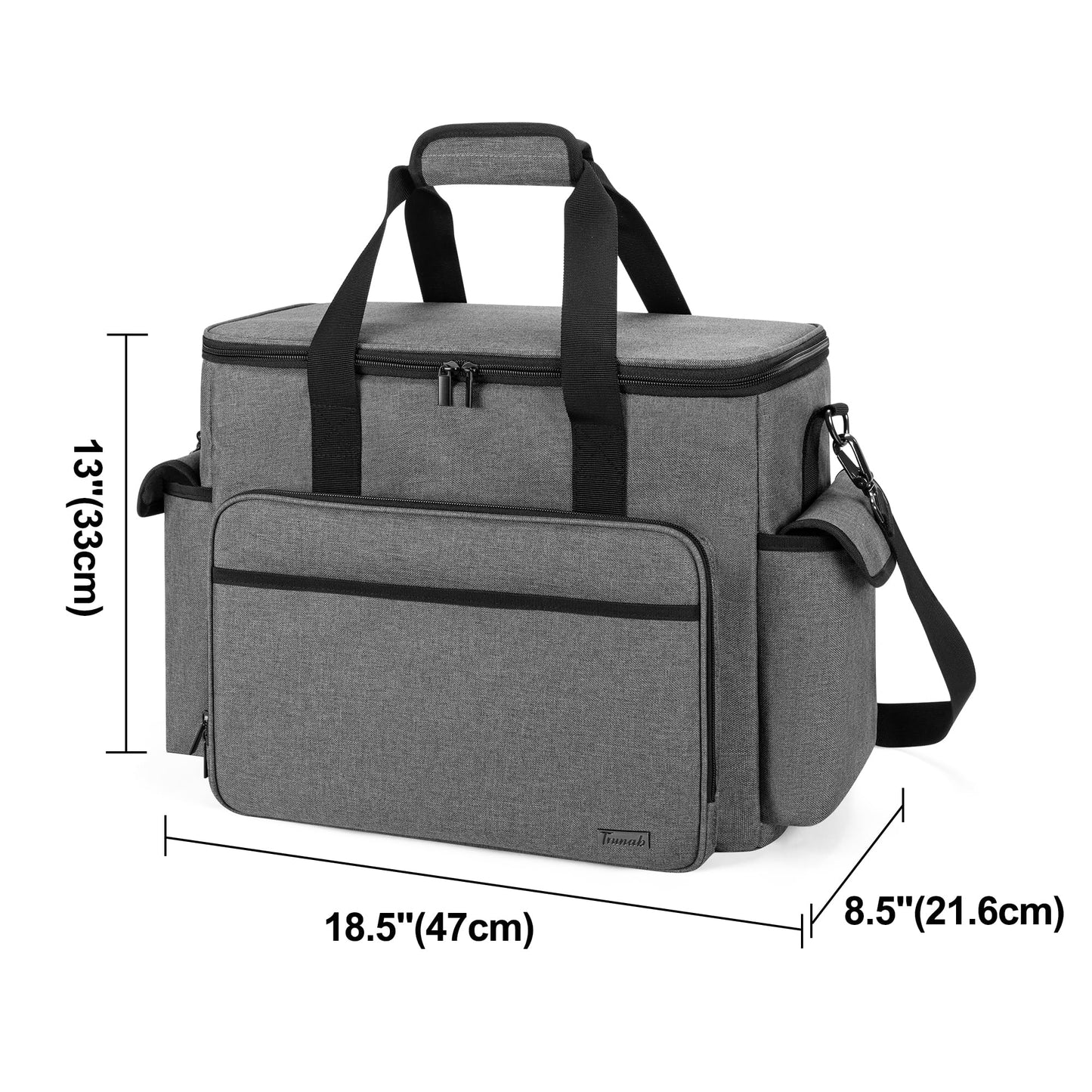Trunab Large Scrapbook Bag with Padded Laptop Sleeve, Craft Bag Organizer Tote with Multiple Pockets for Scrapbooking Supplies and Art Tools, Grey