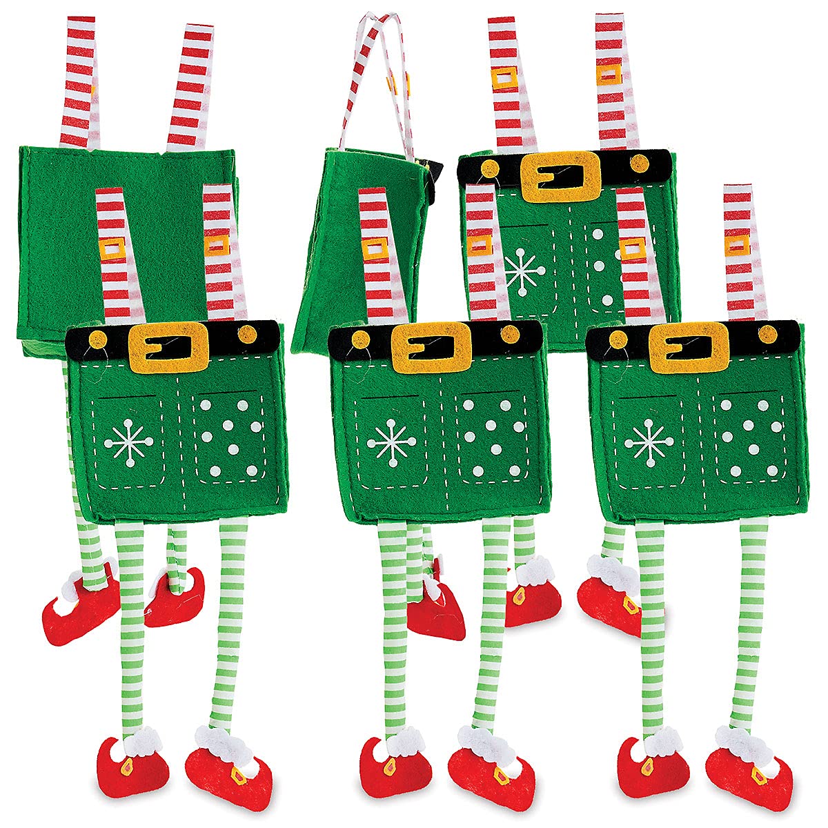 Current Elf Pants Small Christmas Treat Bags, Set of 6, 4" Tall Gift Bags for Children, Holiday Parties, Teachers, and Decorations