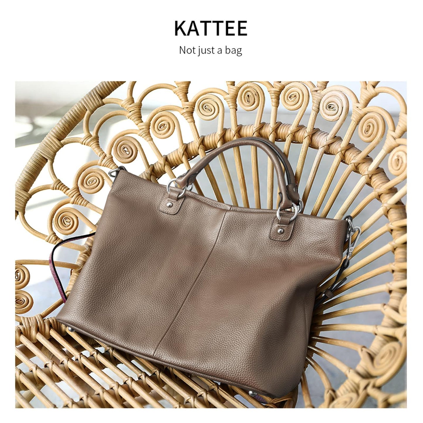Kattee Women's Soft Leather Tote Bag, Top Satchel Purses and Handbags