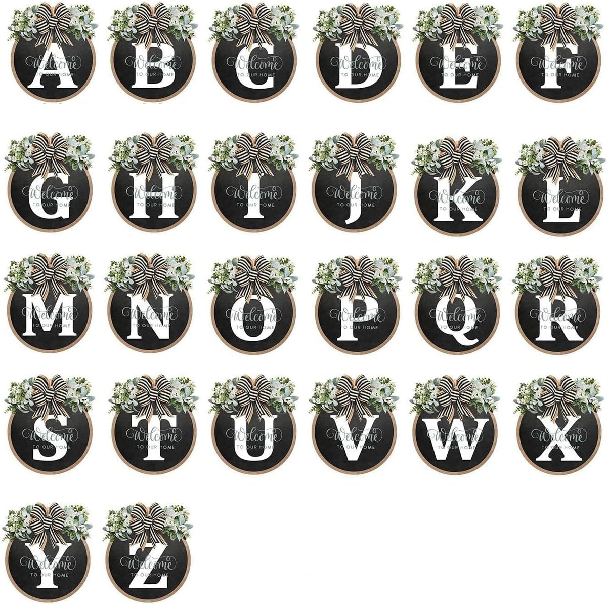 Last Name All Year Round Front Door Garland, Rustic Round Wood Wreaths wall Hanging Outdoor, Farmhouse, Porch, for Spring Summer Fall All Seasons Holiday Halloween Christmas (C)