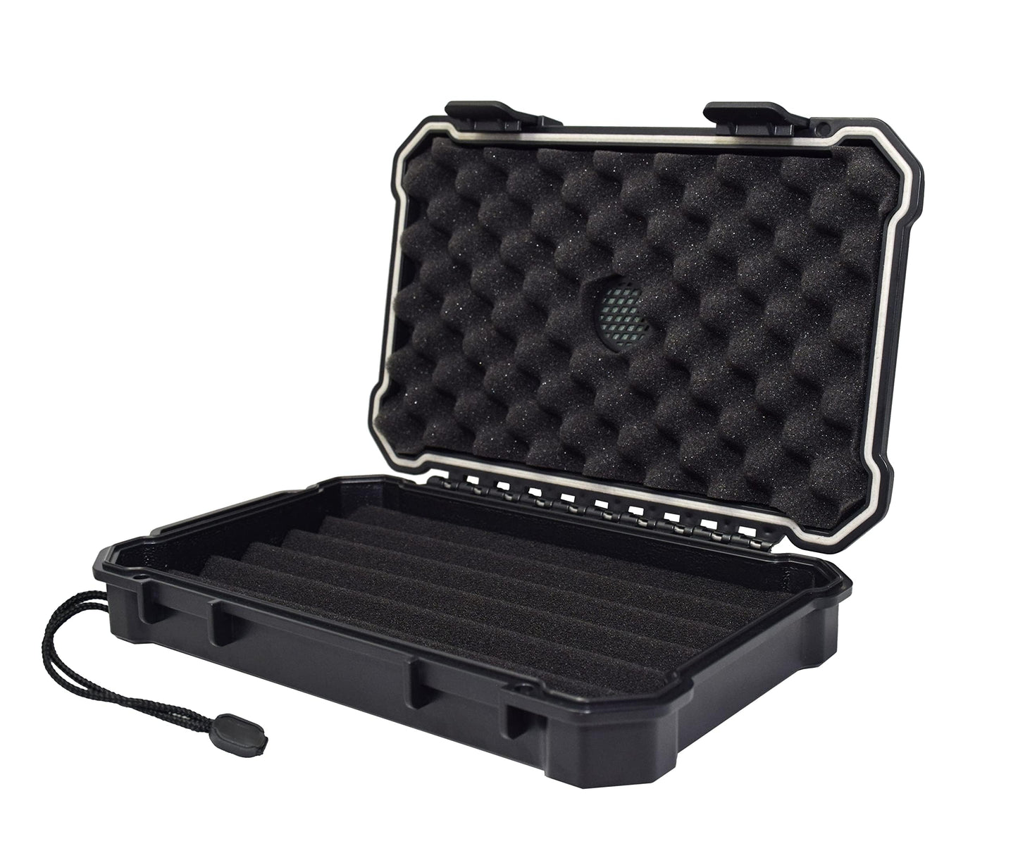 Travel Humidor Cigar Carrying Case - 5- Count- Waterproof, Crushproof, Airtight Seal, Durable Black Portable Case