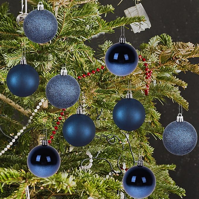 30ct Christmas Ball Ornaments, 2.36" Shatterproof Christmas Tree Decorations, Perfect Hanging Ball for Indoor/Outdoor Holiday Party Decor (Dark Blue)