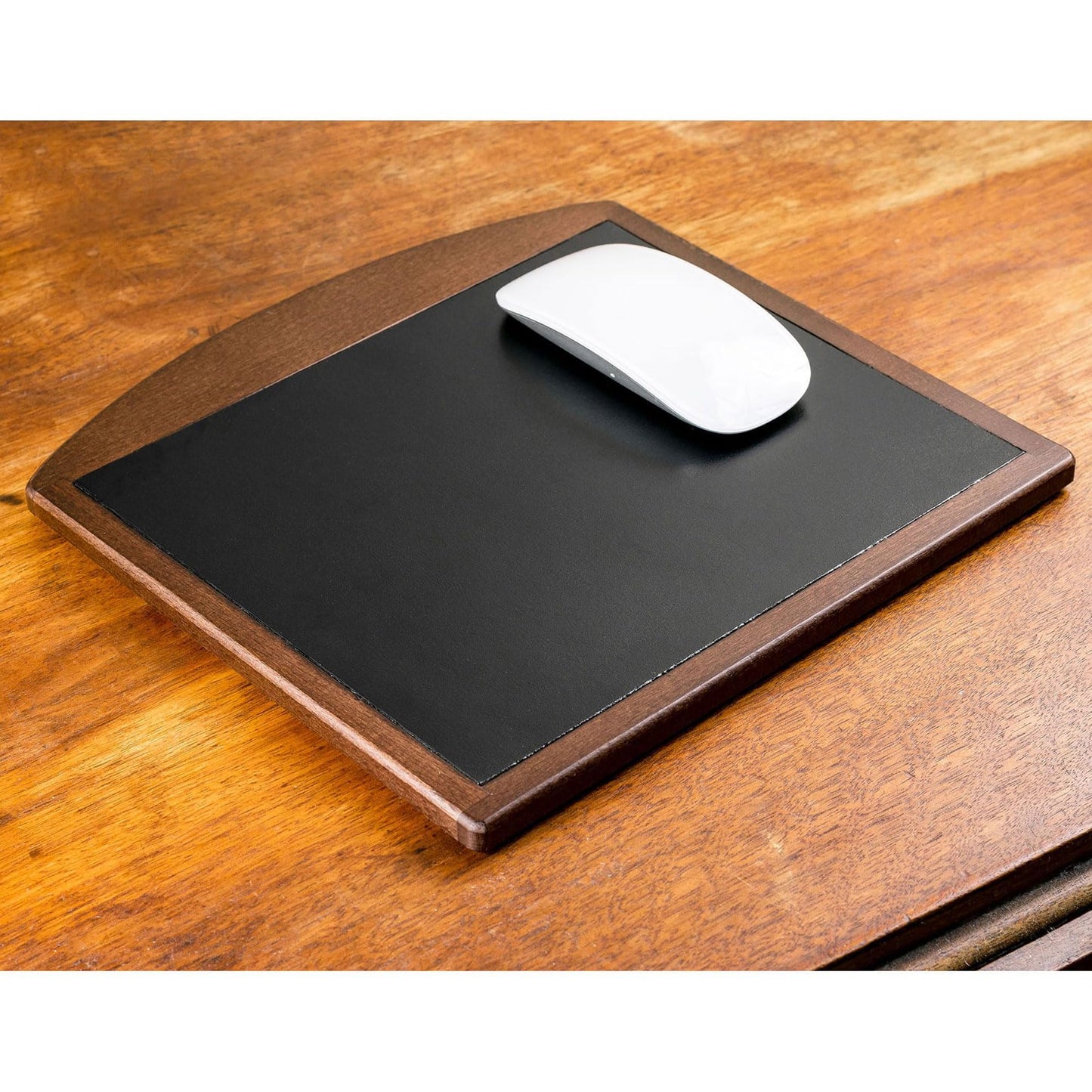 Dacasso Luxury Walnut & Black Leather Mouse Pad - Wood & Leather for Optical/Analog Mouse - Executive Desk Decor & Essential Office Accessories