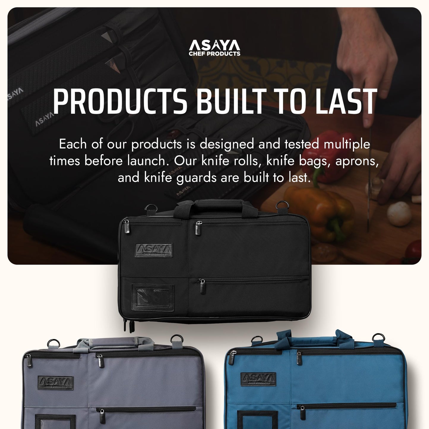 Asaya Chef Knife Bag - 28-Pocket Knives Carrying Case for Kitchen Tools and Utensils, Ballistic Nylon Chef Knife Roll Bag with Adjustable Shoulder Strap - Knives Not Included (Black)