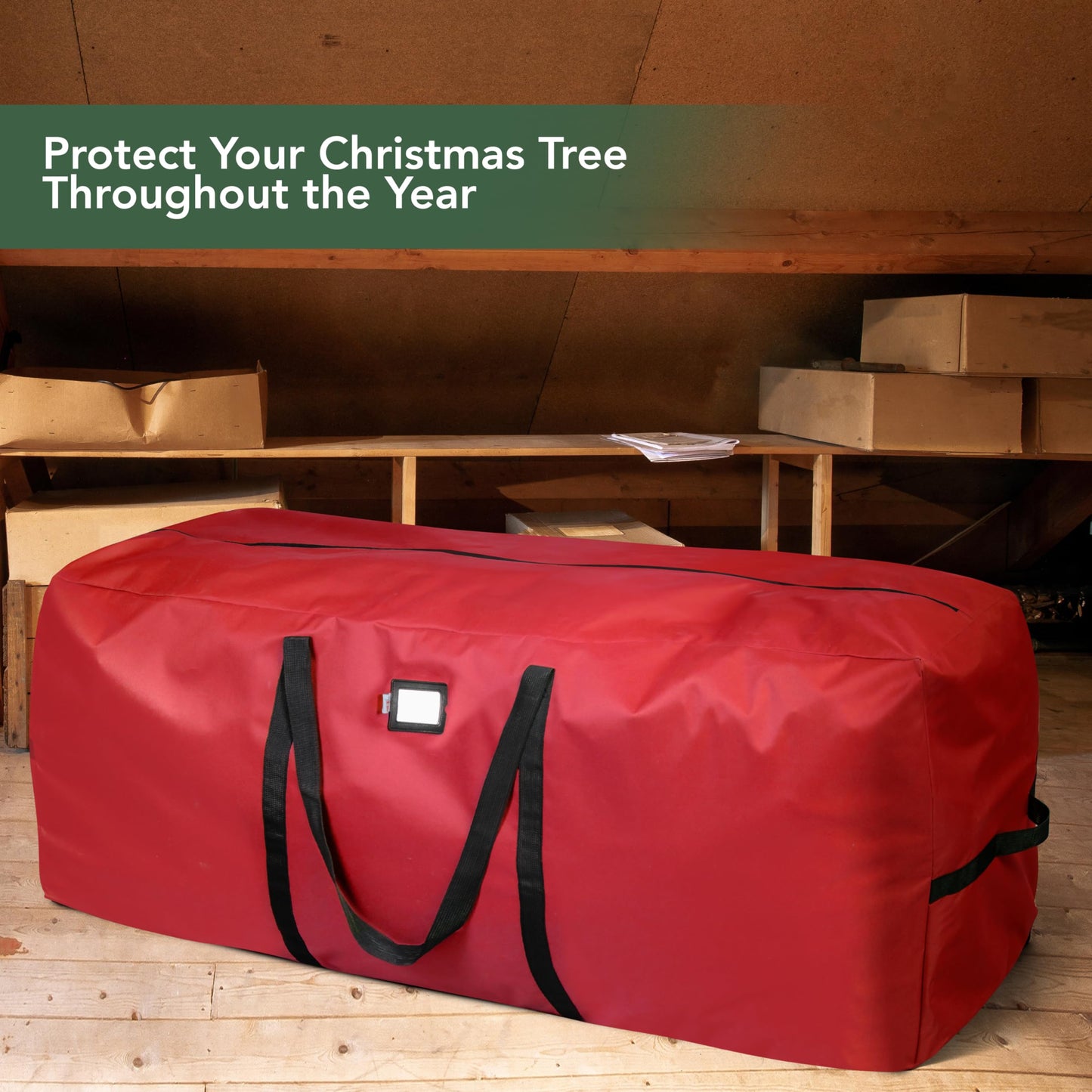 Holiday Cheer Christmas Storage Bag Heavy Duty Fits Up to 7.5ft Tall Artificial Tree, Waterproof with Durable Handles & Zipper Xmas Tree Storage Bag (RED)