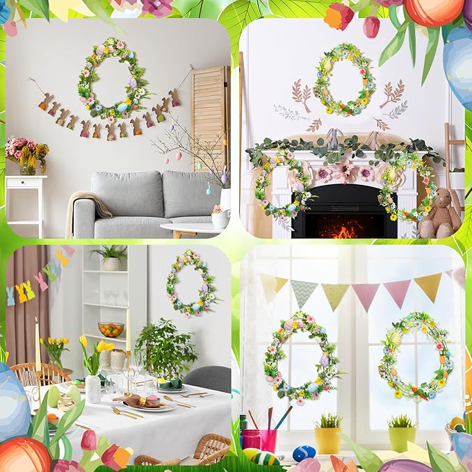 6 Pcs 12-16 inch Wreath Metal Frame Form Floral Garden Wire Wreath Form for DIY Craft Project Indoor Outdoor Holiday Hanging Decor(Egg)