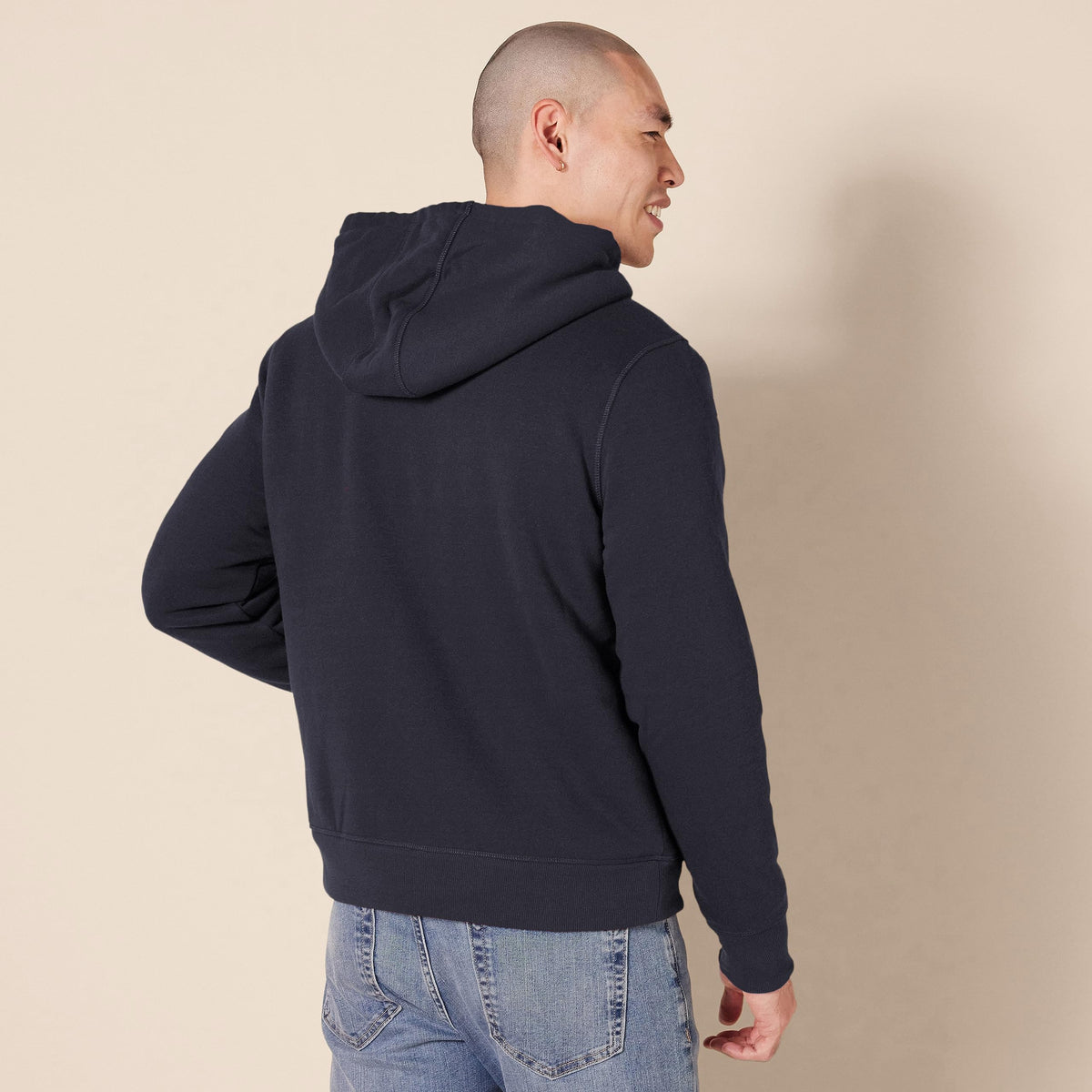 Amazon Essentials Hoodie For Men, Sherpa-Lined Full-Zip Fleece Sweatshirt, Large, Navy