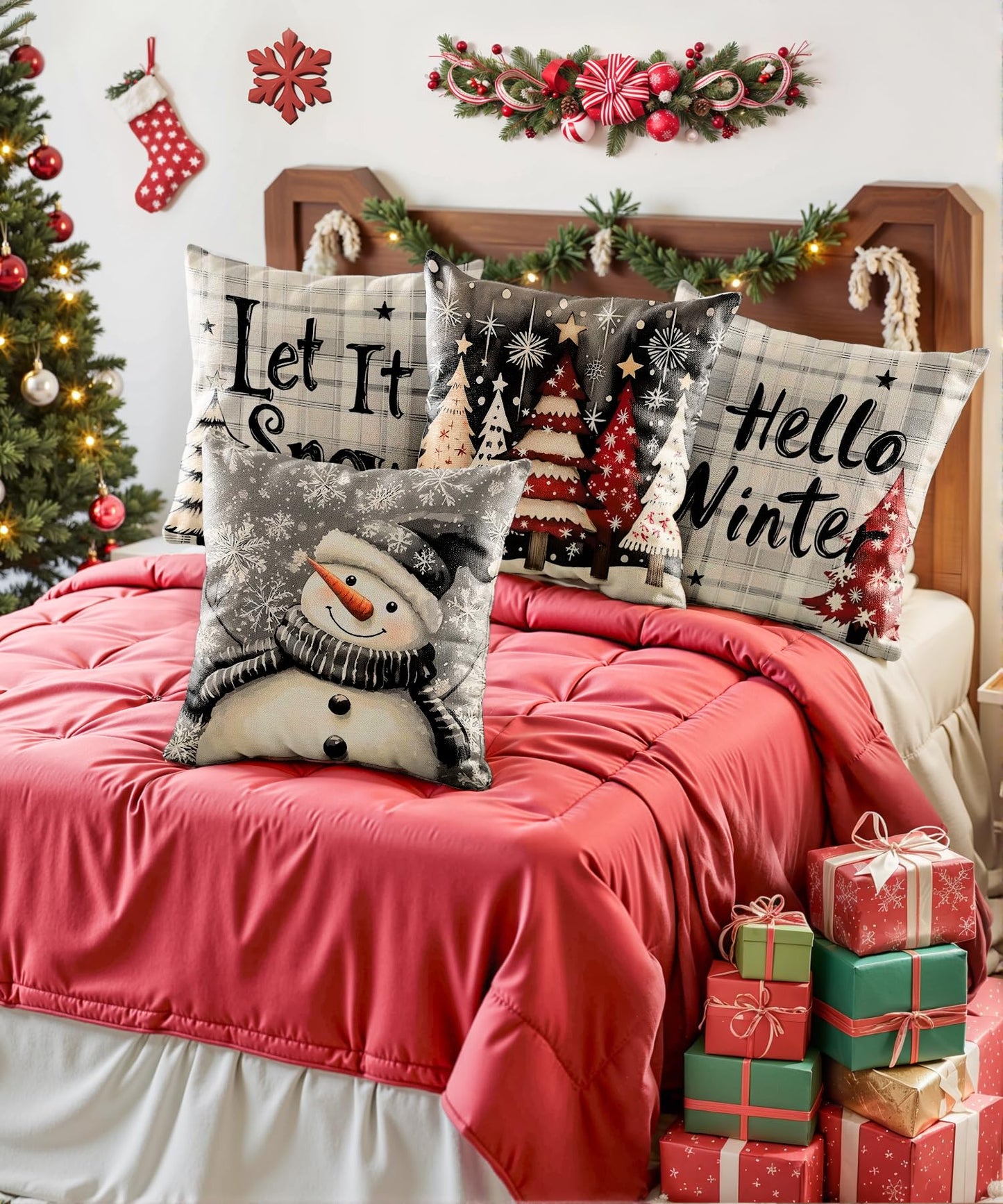 SEGXCFL Christmas Pillow Covers Decorative for Couch Sofa Livingroom Outdoor Christmas Home Decor