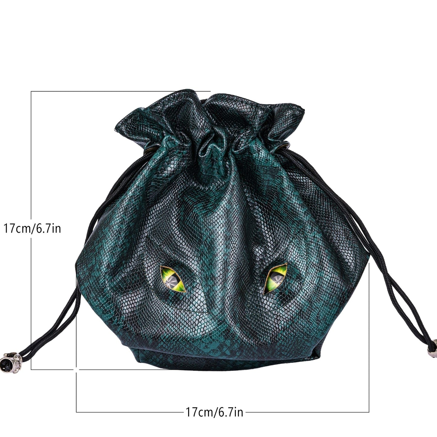 KSNDie Large DND Dice Bag Leather Dice Storage Bag Dark Green D&D Drawstring Pouch with Pockets for RPG Table Games - Can Hold 200+ Polyhedral Dice