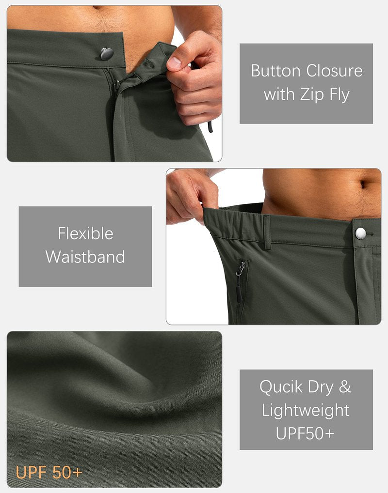 Pudolla Men's Hiking Cargo Shorts 9" Lightweight Outdoor Work Shorts for Men Travel Golf Camping Casual with 5 Zipper Pockets(Army Green XX-Large)