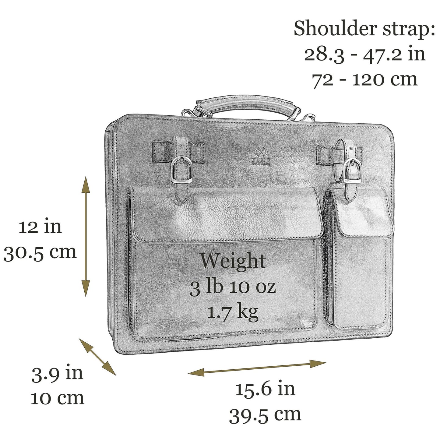 Time Resistance Leather Briefcase - Classy Leather Bag for Men - Business Briefcase - Vintage Bag made in Italy