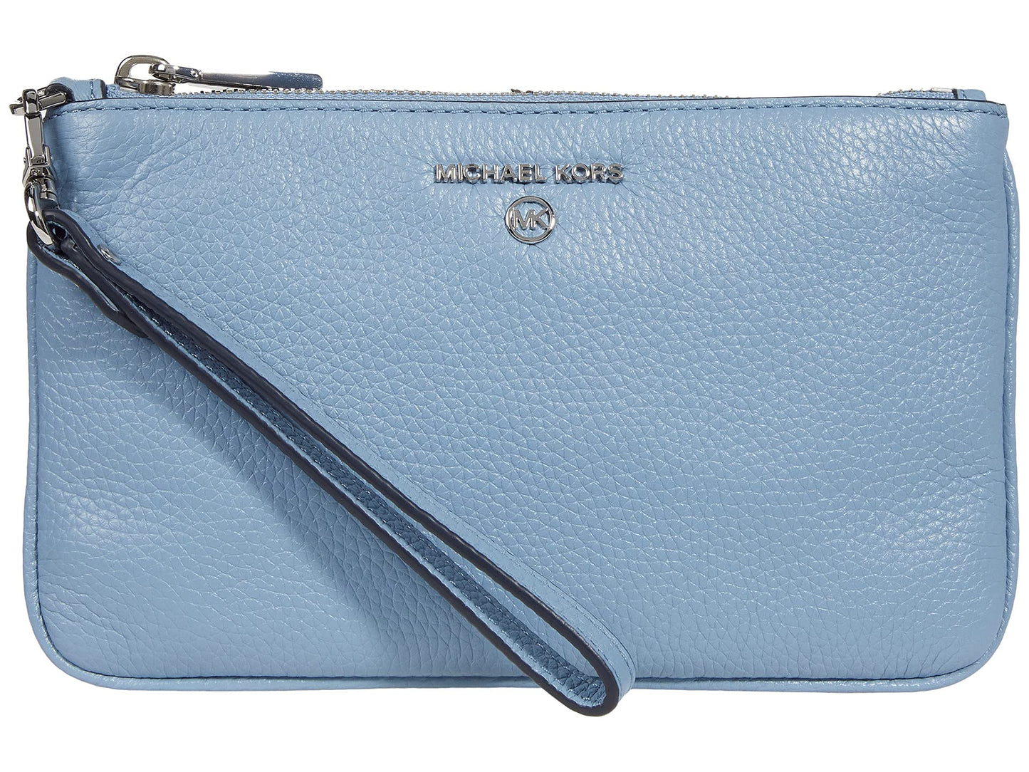 Michael Kors Women's Jet Set Charm Medium Top-Zip Wristlet, Silver-Tone Hardware/Chambray, One Size