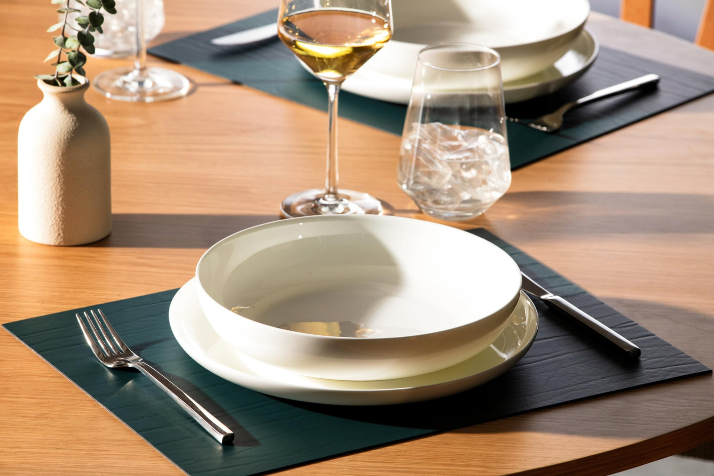 Fortessa Strata Leather Placemat, 12.2 x 16.5 Rectangle Placemat (Set of 4), Forest