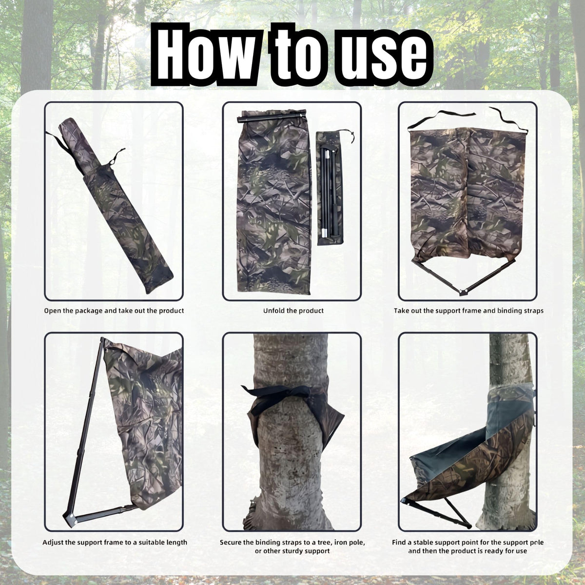 Portable Hunting Chair – Adjustable Height Silent Swivel Tree & Ground Seat, Lightweight Folding Hammock-Style Camp Chair for Deer, Turkey & Duck Hunting