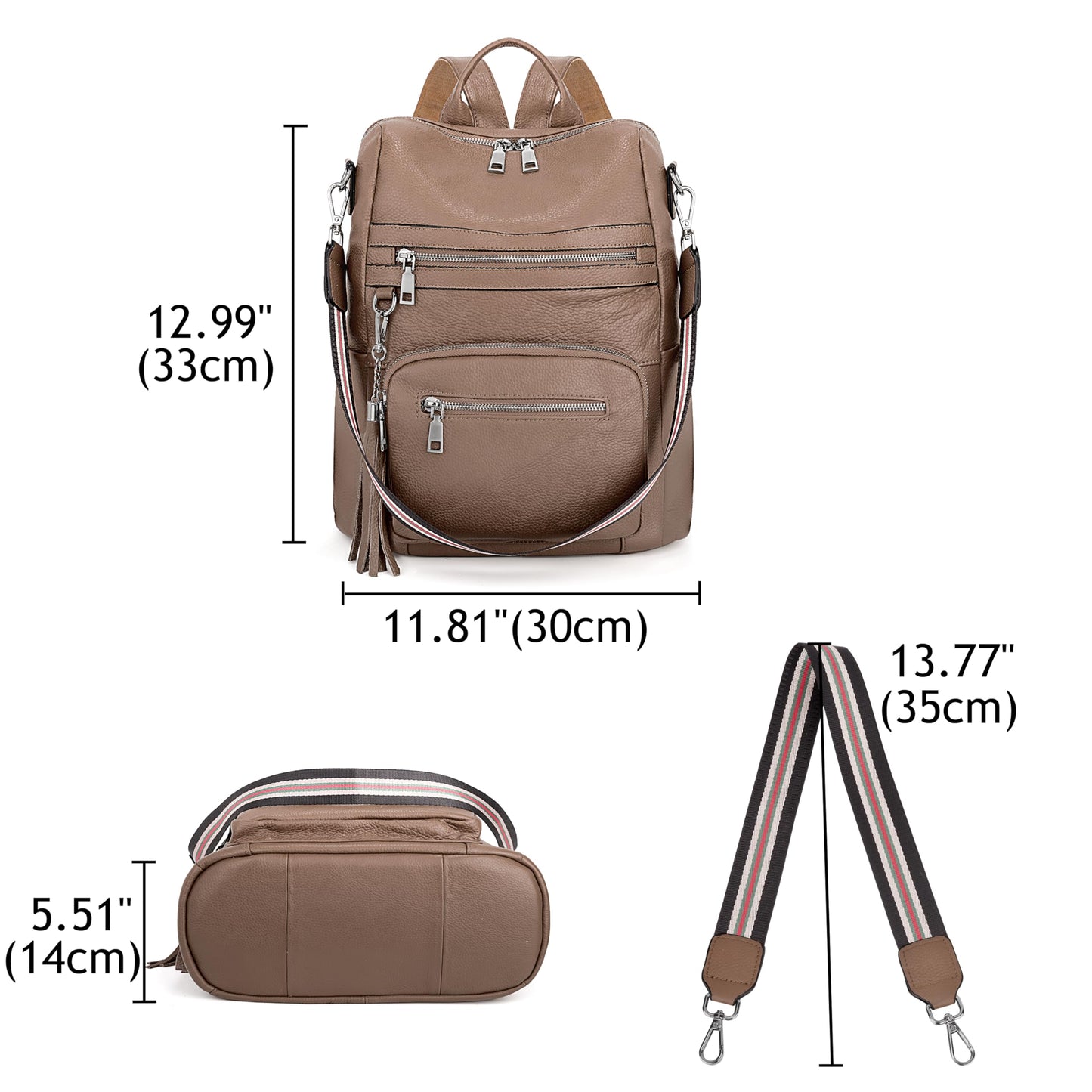 YALUXE Genuine Leather Backpack Purse for Women Fashion Daypack with Multiple Pockets