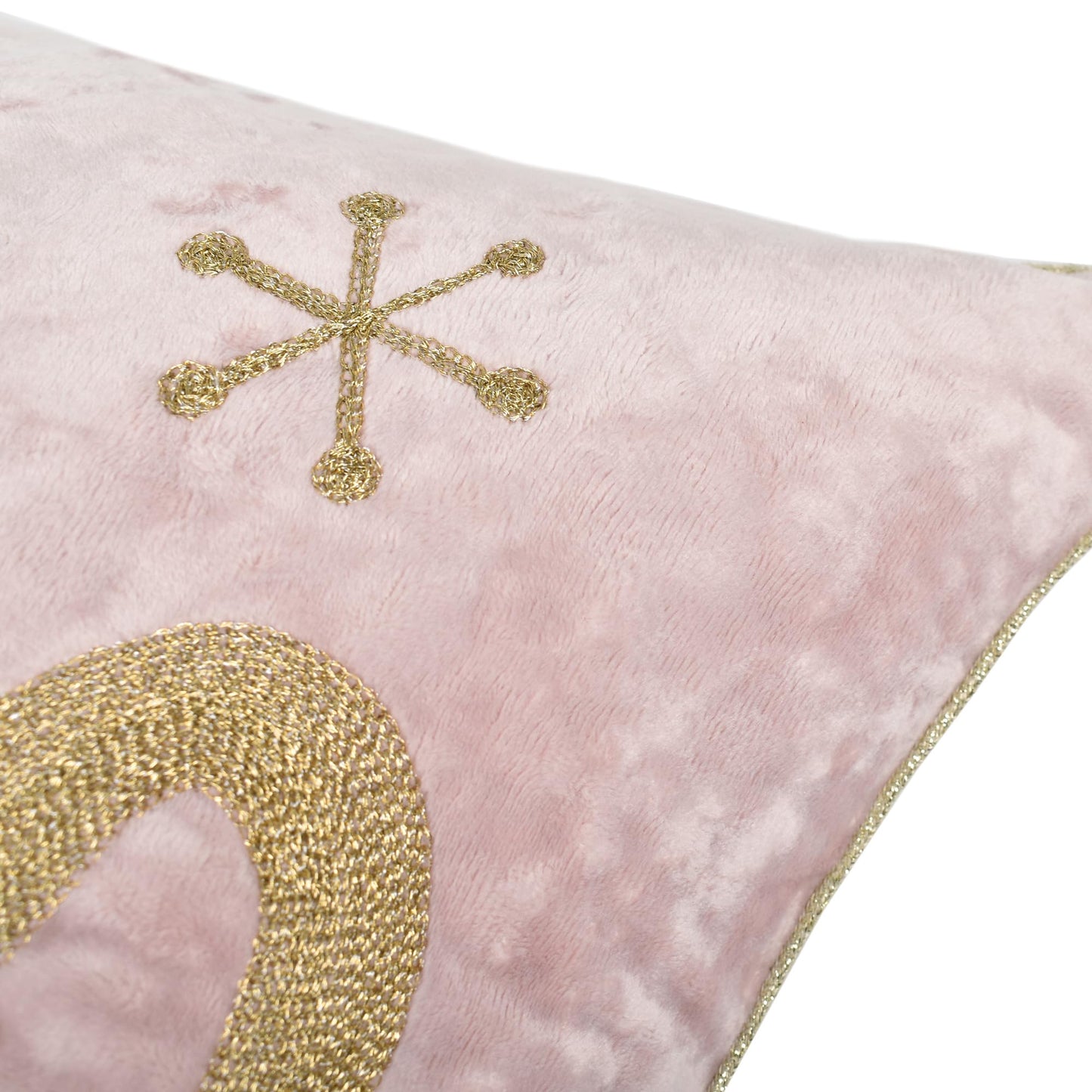 LOOPUINHOM Joy Christmas Pillow Covers 18x18,Embroidered Velvet Christmas Throw Pillow Covers Christmas Decorations Holiday Pillows for Home Couch,Pink Blush/Gold
