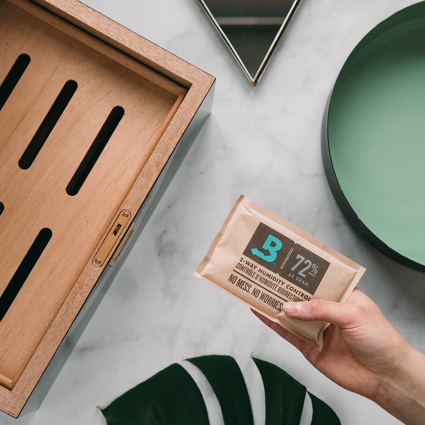 Boveda Starter Kit Bundle: Season a Wood Storage Box Plus Maintain Humidity with 2-Way Humidity Control | Includes (4) Each Size 60 Boveda 84% & 72% | 1-Count