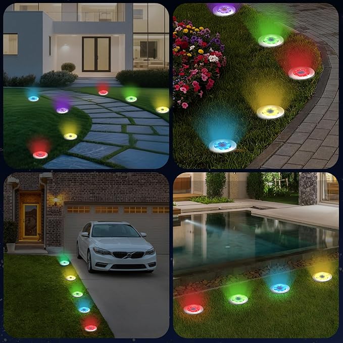 INCX Halloween Solar Lights Outdoor, Color Changing 12 Pack Solar Pathway Lights with Auto On/Off,Waterproof & Anti-Rust Landscape Lighting for Garden, Yard, Patio, Deck - Halloween Decorations