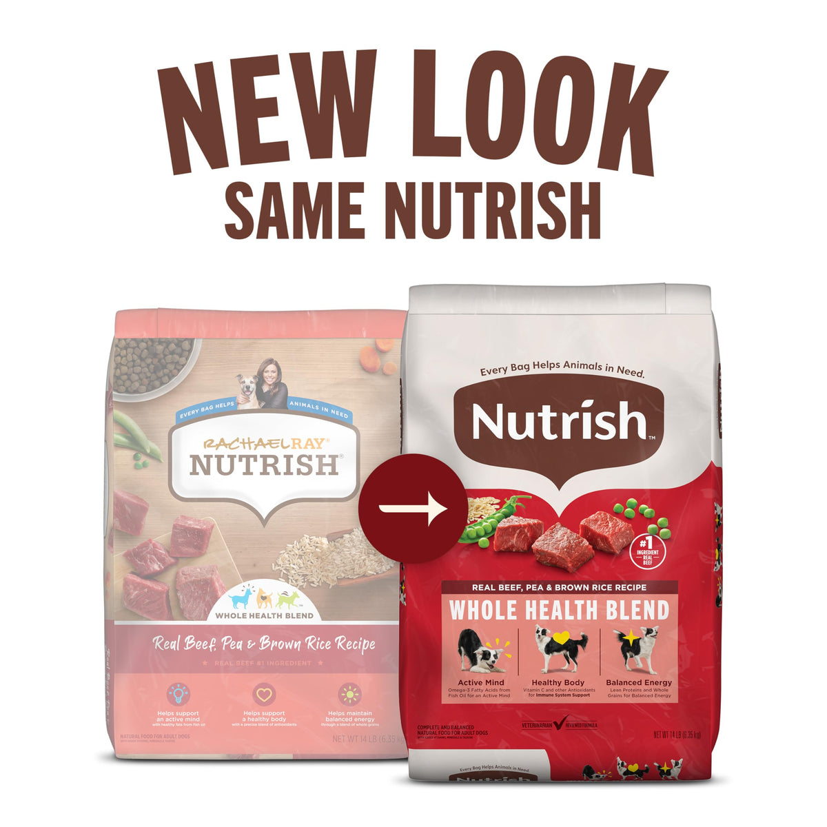 Nutrish Dry Dog Food, Real Beef, Pea & Brown Rice Recipe Whole Health Blend for Adult Dogs, 6 lb. Bag (Rachael Ray)