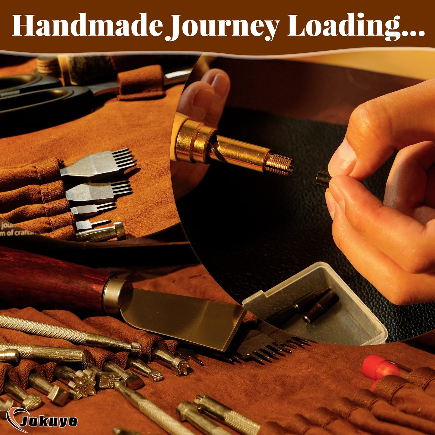 Jokuye Leather Working Tools Kit, Professional Leather Craft Tools for Carving, Stamping, Sewing, Punching, Cutting, Beveling with Durable Storage Bag, Tooling Kit for Crafting, Repair & DIY Projects