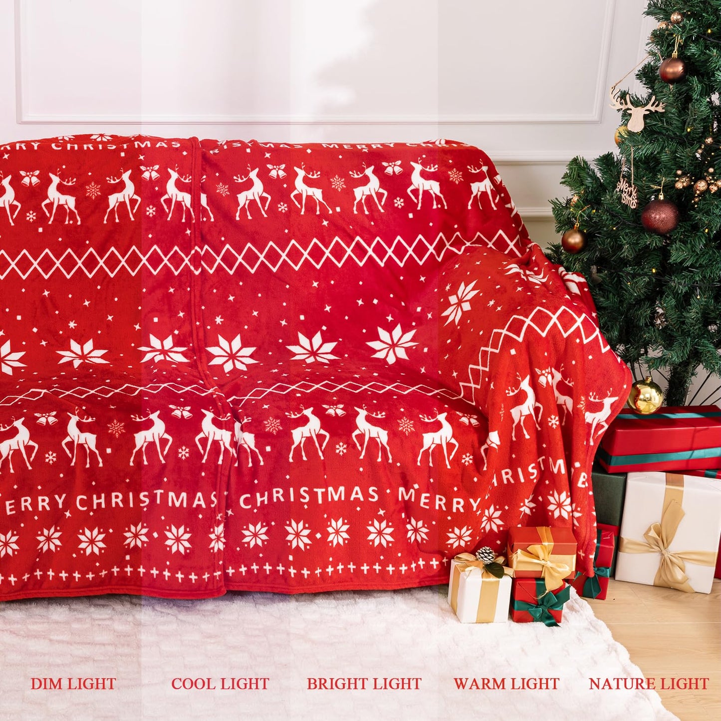 Fleece Throw Blanket Super Soft Cozy Bed Throws 60" x 90", Lightweight Fuzzy Comfy Textured Flannel Blanket Warm Plush Christmas Decor Throw Blankets for Couch, Sofa, Bed