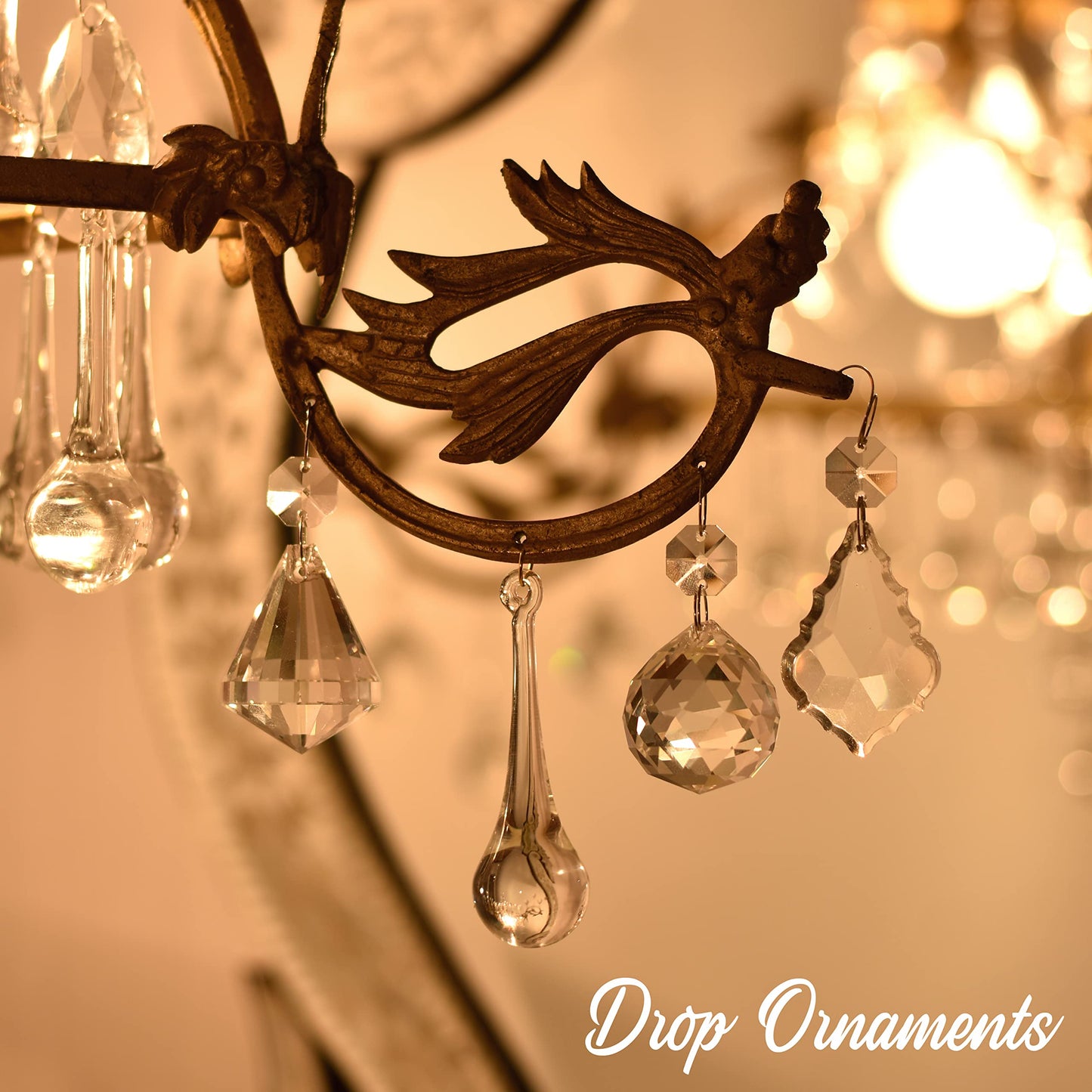 IndianShelf 20 Clear Glass Christmas Ornaments for Tree- Teardrop Ornaments- Chandelier Crystals Replacement Drops- Christmas Decorations- Icicles Raindrop Decorative Hanging Ornaments Centerpieces