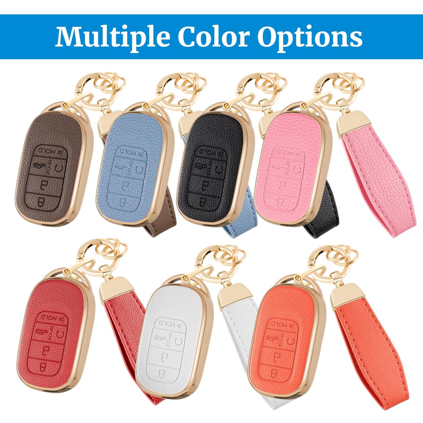 Cxopxoy Soft TPU for Honda Key Fob Cover with Keychain, Leather Texture Key Case Shell Full Protection for Accord Civic HR-V CR-V Pilot Touring Accessories, 2021-2026,White