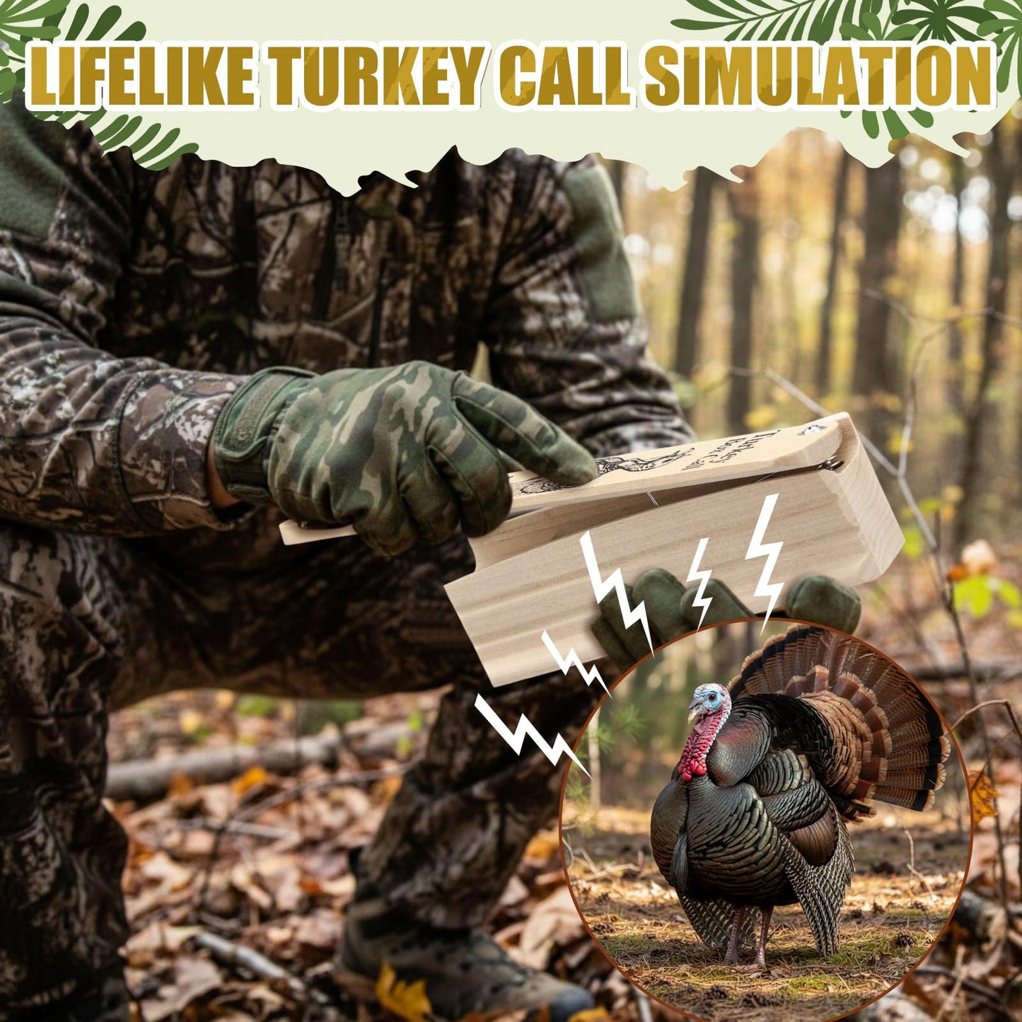 Soulchen 2 Pack Turkey Box Calls for Hunting, Wood Construction, Simulating Wide Range of Realistic Sounds Turkey Calls for Hunters