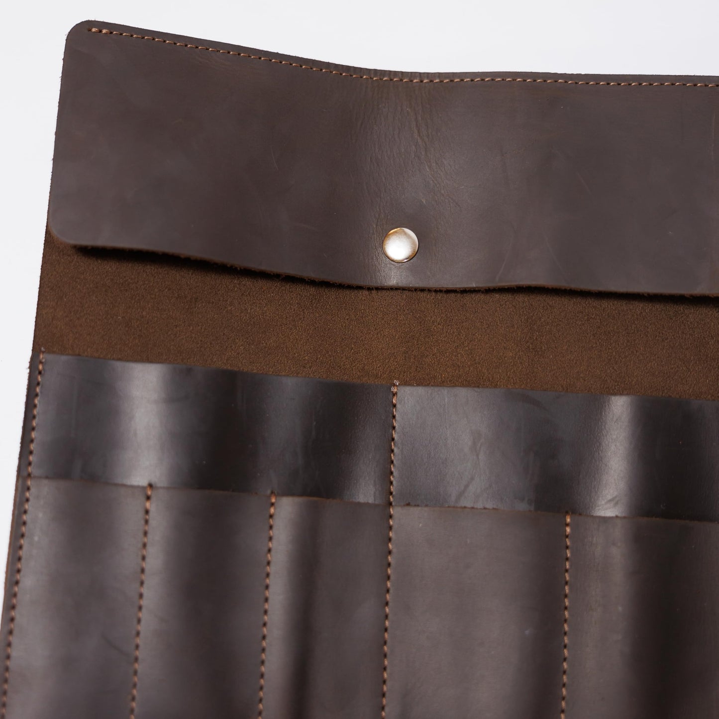 OMBUO Handmade Artist Pencil Case, Leather Artist Roll, Pencil Roll Case, Leather Pencil Case, Artist Gifts (Brown)