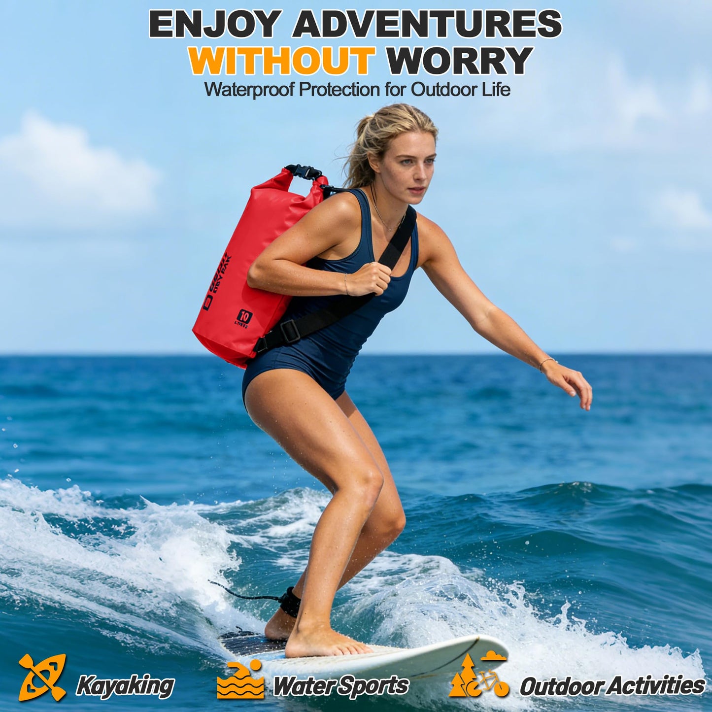 Waterproof Dry Bag, 5L/10L/20L/30L/40L Roll Top Lightweight Storage Backpack with Phone Case for Women & Men, Floating Waterproof Sack for Travel, Swimming, Kayaking, Paddle Board, Camping & Beach