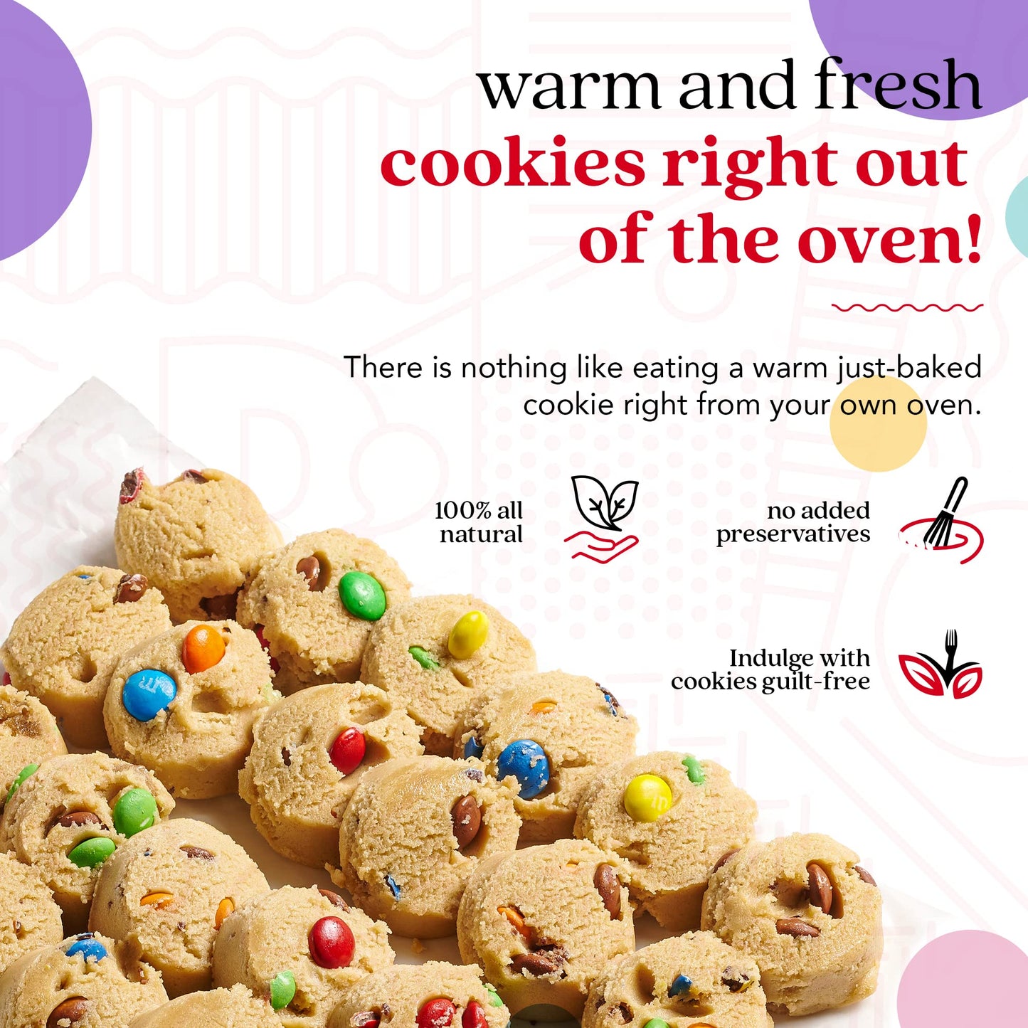 David's Cookies Preformed Frozen Cookie Dough β Candy, Ready-to-Bake Cookies, 80 Count
