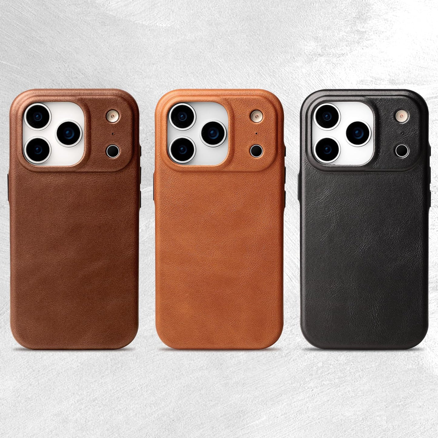 LUCKYCOIN Premium Leather Phone Case for iPhone 17 Pro 6.3in,Compatible with MagSafe & Wireless Charging,Built-in Camera Control Button,100% Full-Grain Cowhide Leather Slim Phone Case - Dark Brown