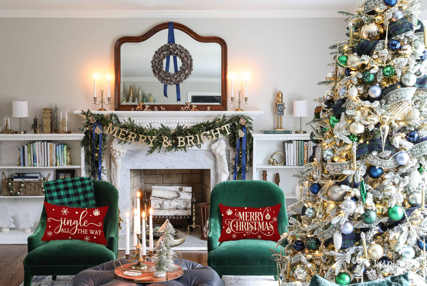 Allorry Merry Christmas Pillow Covers Set of 2 Cotton Linen Farmhouse Christmas Decorations Throw Pillow Cases Covers for Couch Bed Sofa 12x20 Inches