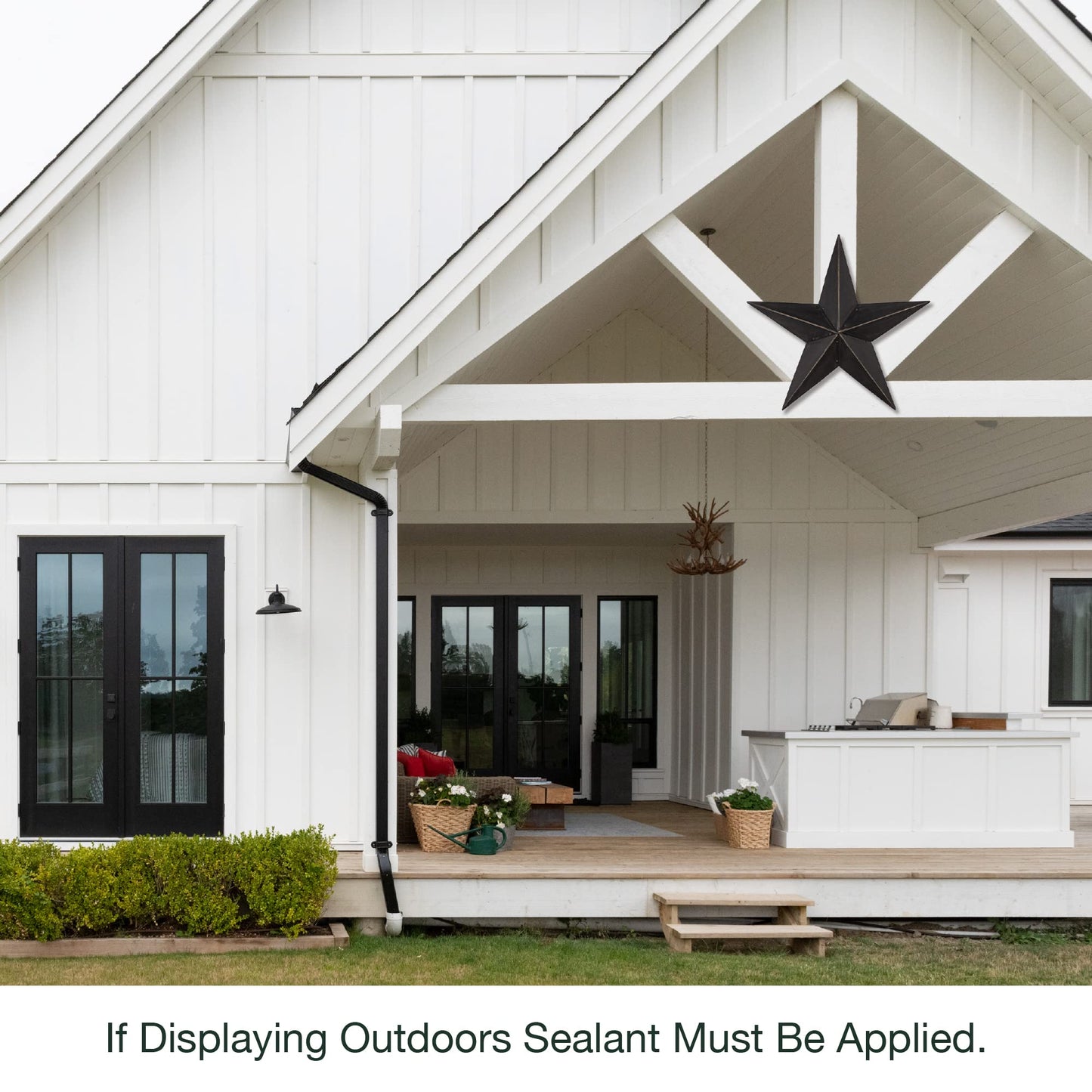 The Hearthside Collection CWI Gifts Metal Barn Star - 36 inch Galvanized Hanging Star - Farmhouse Wall Decor - Black