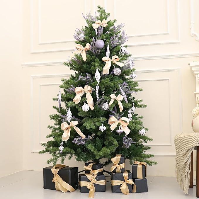Christmas Ball Ornaments Set Shatterproof Christmas Tree Ornaments 24 PCS Painted Shaped Styles Xmas Tree for Holiday Decor,Purple