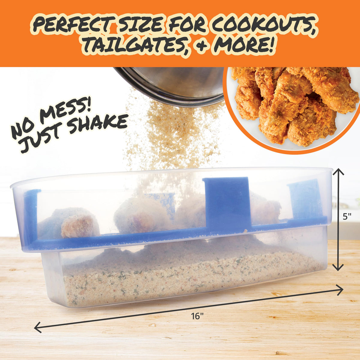 Cook's Choice XL Original Better Breader Batter Bowl- All-in-One Mess Free Breading Station Tool- Great for Parties - Pour in Seasoning, Add Meat or Vegetables of Choice, & Just Shake- Made in the USA