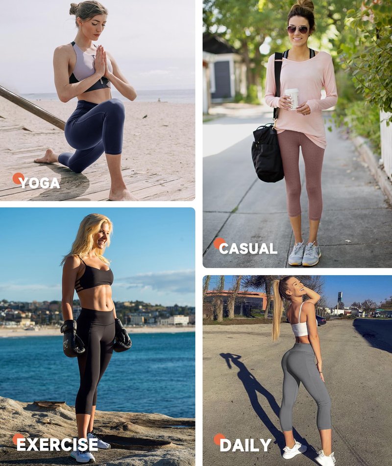 GAYHAY High Waisted Capri Leggings for Women - Soft Slim Yoga Pants for Running Cycling Workout Black