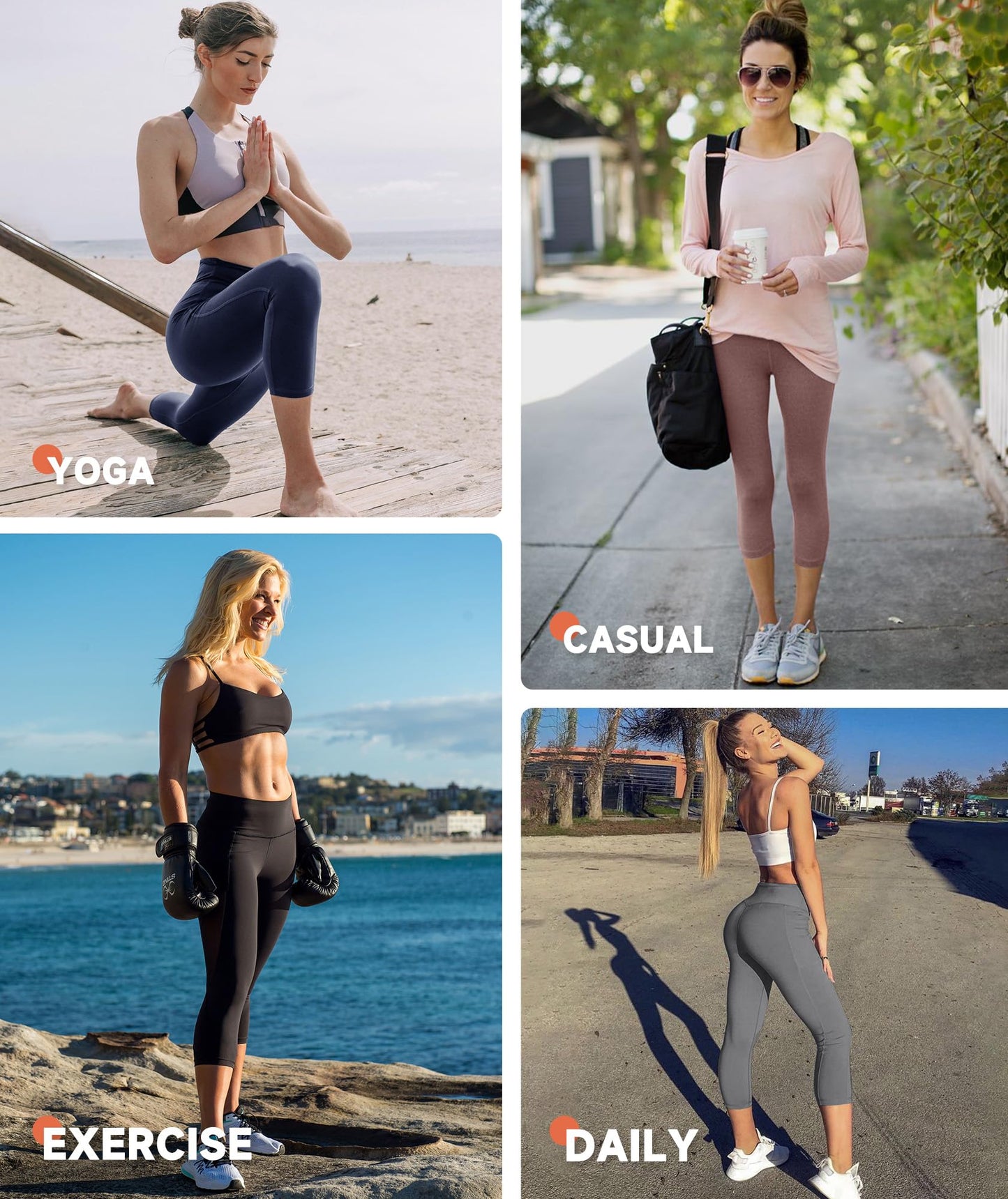 GAYHAY High Waisted Capri Leggings for Women - Soft Slim Yoga Pants for Running Cycling Workout Navy Blue