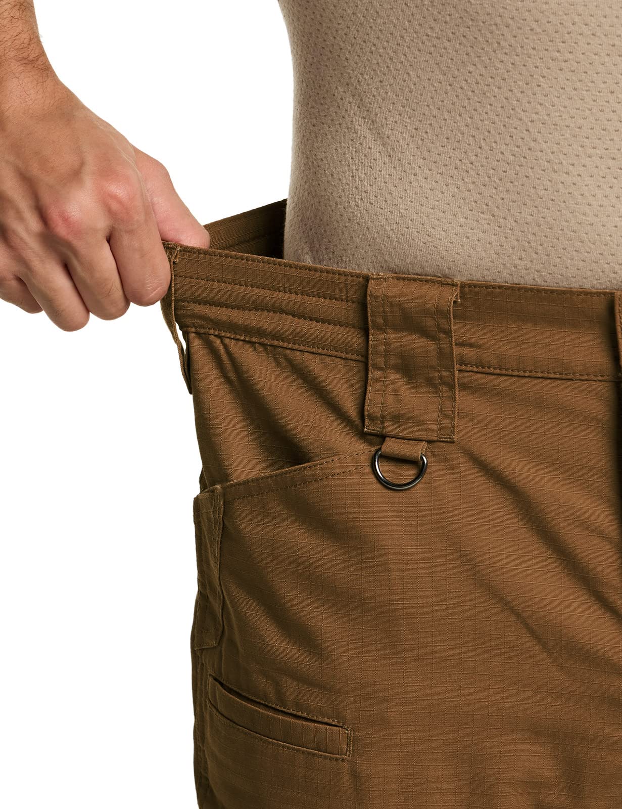 CQR Men's Tactical Pants, Water Resistant Ripstop Cargo Pants, Lightweight EDC Work Hiking Pants, Outdoor Apparel, Duratex Mag Pocket Copper Brown, 44W x 30L
