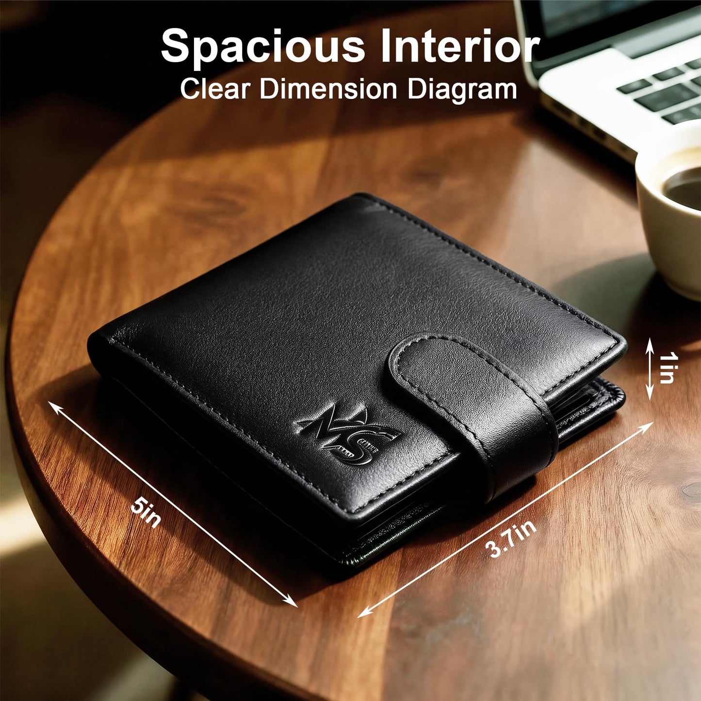MS MOSHARK Full Grain Leather Wallet for Men Bifold,RFID Blocking,High Capacity with Coin Pocket,Durable Top-Grain Leather Business Wallet, Ideal Birthday Gift for Husband or Father
