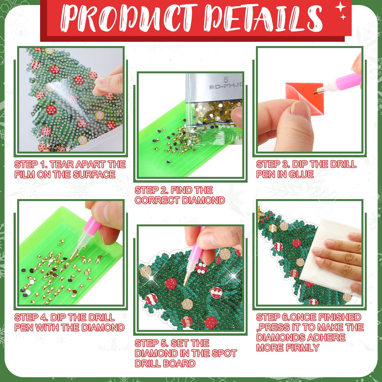 Moucuny 6 Pcs Christmas Diamond Painting Desktop Ornament Art Sign Set Diamond Painting Kits Christmas Tree Snowman Tabletop Rhinestone Signs DIY Kits Gift for Adults Acrylic Paint Xmas Decoration