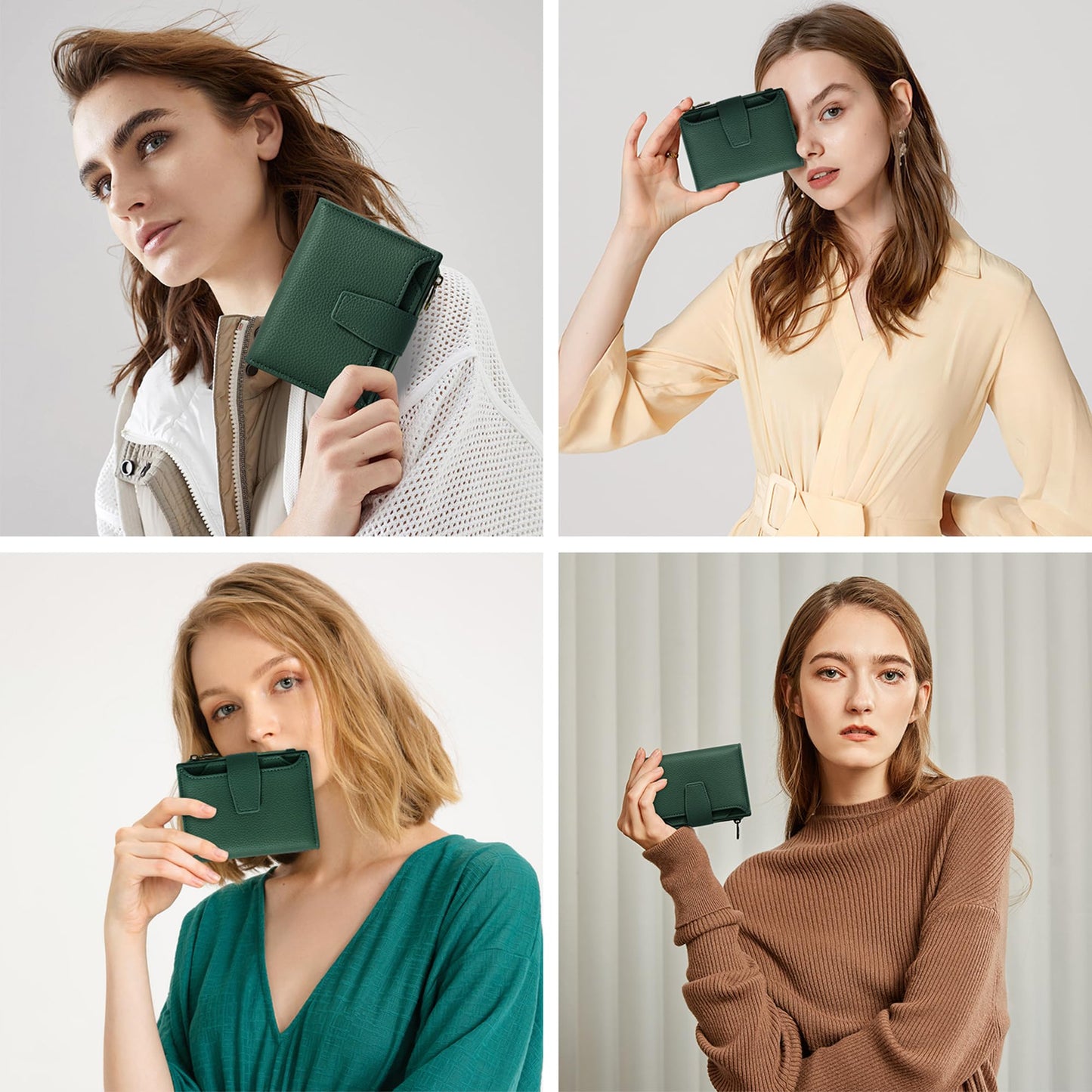 Airkit Small Wallet Women RFID Blocking Soft Leather Bifold Compact Card Holder Wallet for Women with Zipper Coin Pocket 4 ID Window