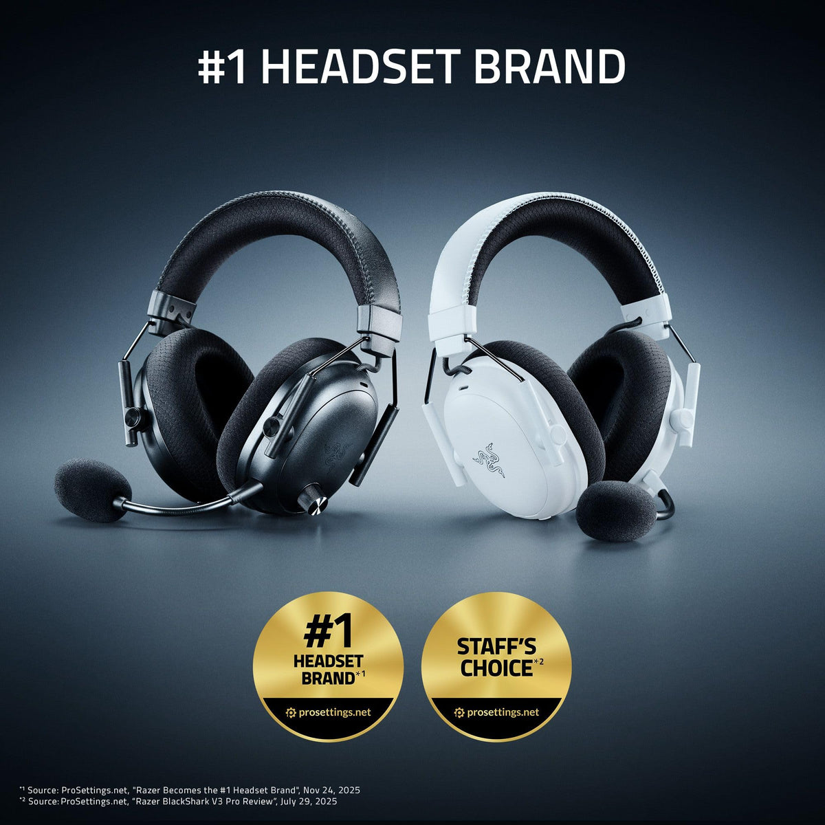 Razer BlackShark V3 Pro Wireless ANC Gaming Headset for PC: Full Band Mic - 50mm Drivers - 2.4 GHz, Bluetooth, USB, 3.5mm - Works with Mac, PS5, Nintendo Switch, Smartphone - 70 Hr Battery - Black
