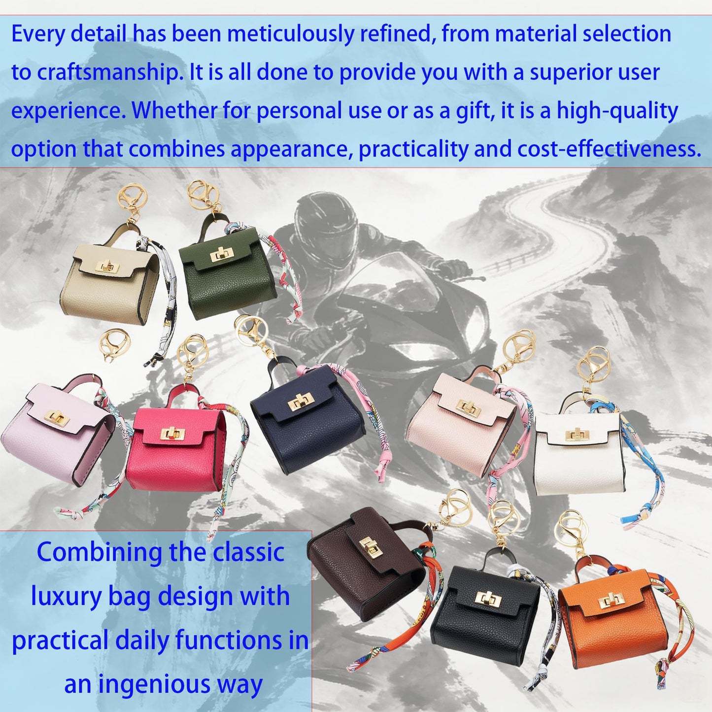 Mini Luxury Backpack Keychain for Women, Small Leather Change Pouch Coin Purse with Detachable Key Ring - Stylish Accessory for Keys, Earbuds, Lipstick (orange)