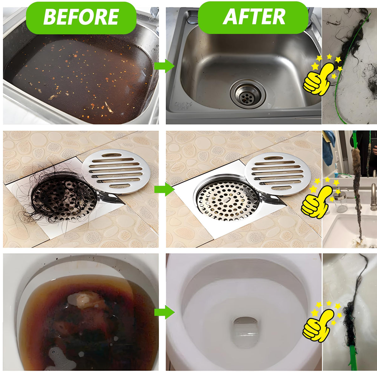 Beatifoyo Drain Snake, Drain Clog Remover,Hair snake Tool Opener, sink snake for Sewer Kitchen Sink Bathroom Tub Toilet Clogged Drains Relief Cleaning Tool(1pc 25 Inch +1pc 20inch)