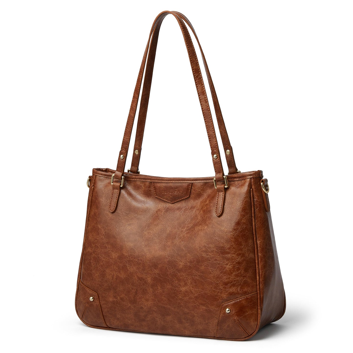 MUHUASHI Large Tote Bags for Women, PU Leather Shoulder Satchel Purse and Handbags with Detachable Crossbody Strap (2-Brown)