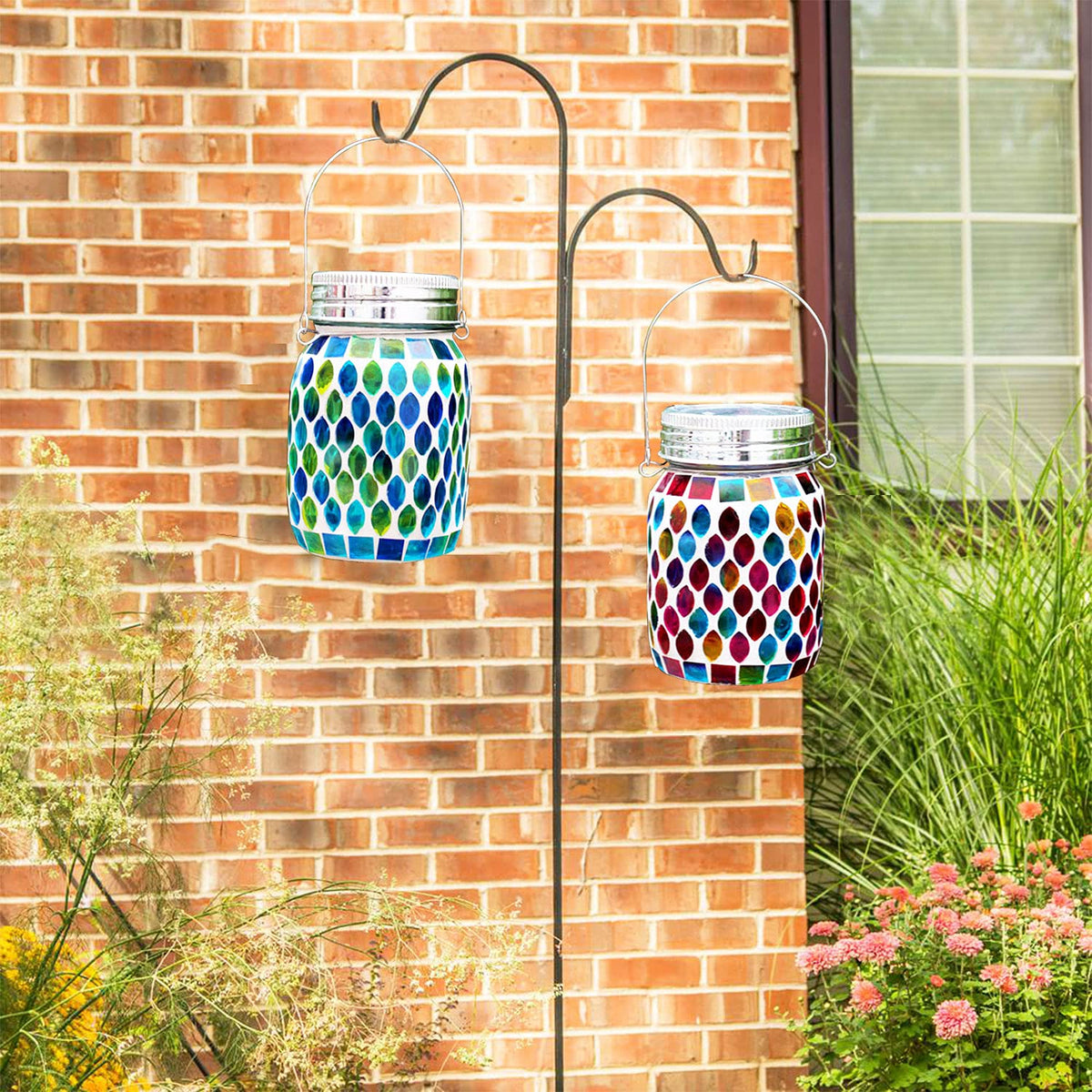 Mosaic Lights Solar Outdoor Hanging Lanterns, Garden Decor Christmas Gifts for Women Mom Grandma Halloween Decor Lights, Outdoor Waterproof Lights, Garden,Patio,Pathway & Yard Décor