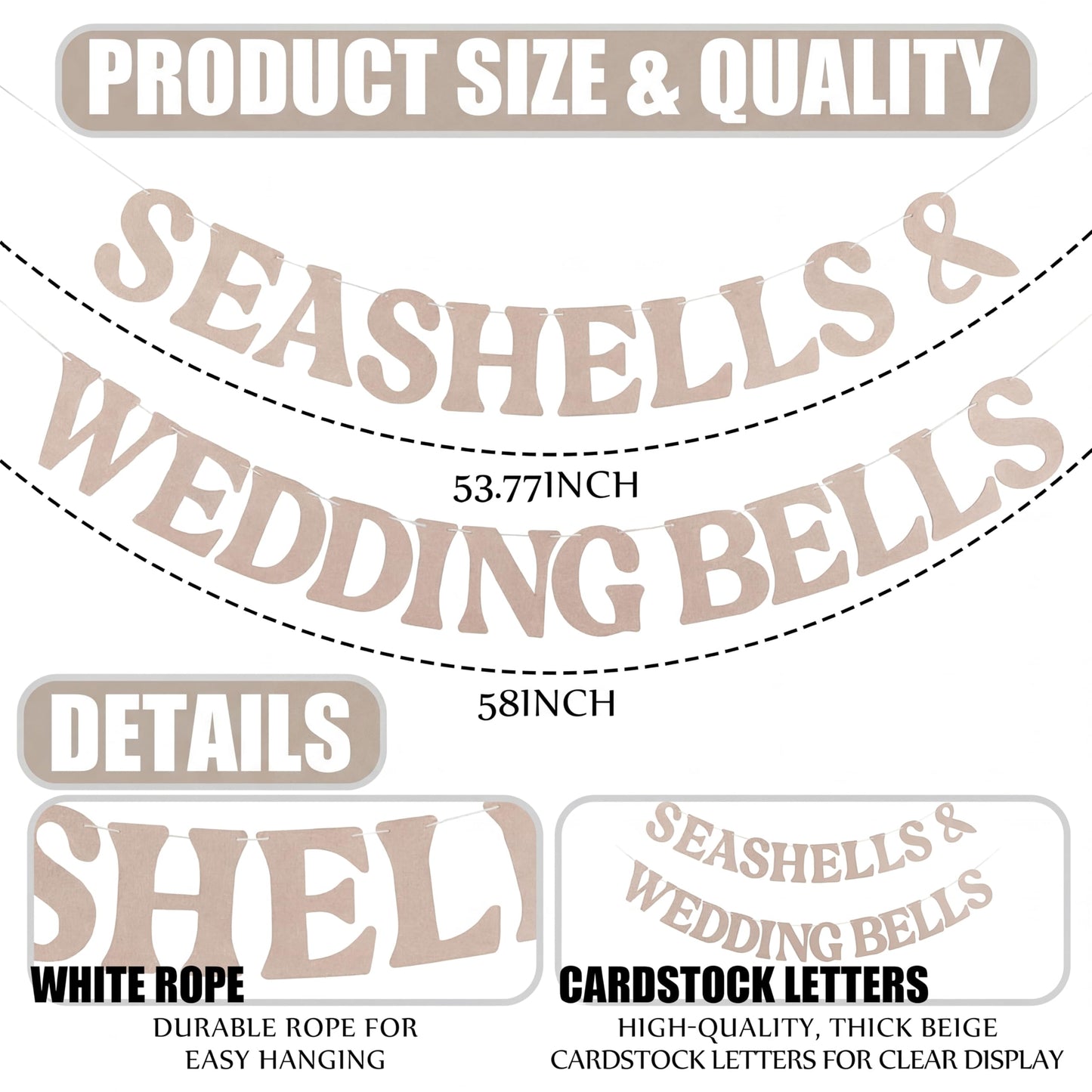 Affrolling Seashells & Wedding Bell Party Decorations Seashells and Wedding Bell Banner Beach Bridal Shower Coastal Bachelorette Party Decorations Last Toast on the Coast Decor Supplies