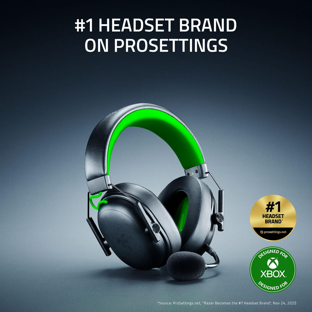 Razer BlackShark V3 X HyperSpeed Wireless Gaming Headset for Xbox: 50mm Drivers - Cardioid Mic - 2.4 GHz, Bluetooth, USB - Works with PC, Mac, PS5, Nintendo Switch - Long Battery Life - Black