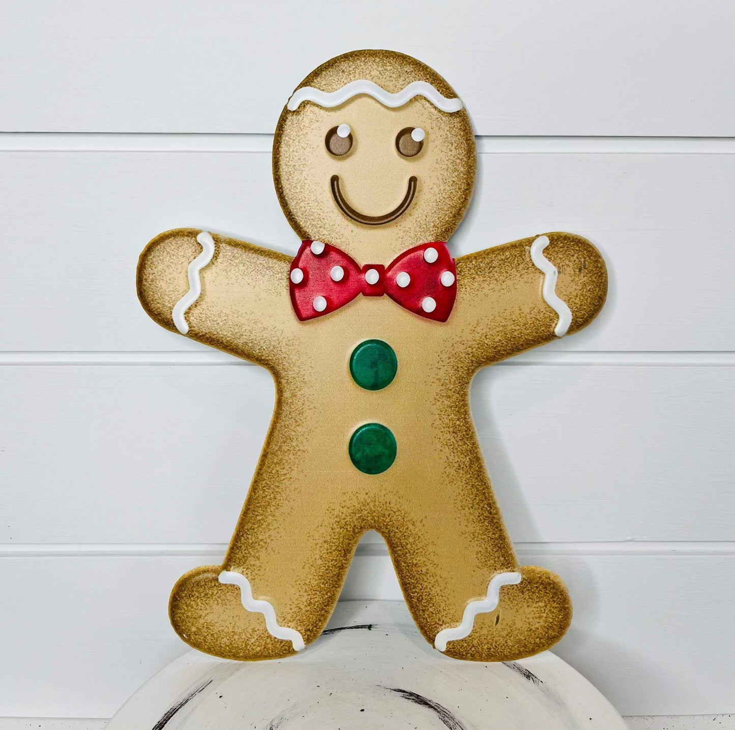 Craig Bachman CBI 13" Gingerbread Metal Sign for Wreath Accents, Door/Wall Hangers, Crafts or Decorations (1, Boy - Red, Green)